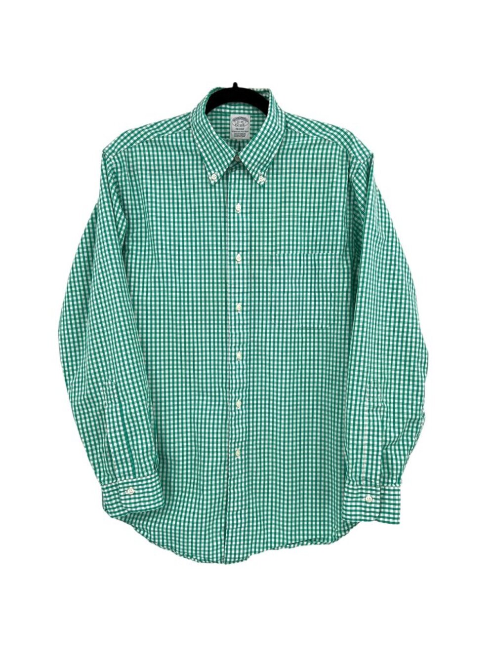 Brooks Brothers Green Gingham Regent Supima Cotton Button-Down Shirt Size 16-34